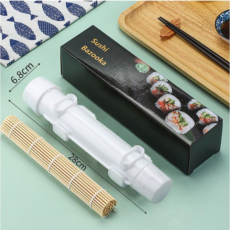 HASTHIP Sushi Making Kit, Sushi Making Mold for Beginners, Durable Sushi Rolling Machine, Sushi Roller Bazooka with Bamboo Sushi Mat for Beginners HASTHIP Sushi Making Kit, Sushi Making Mold for Beginners, Durable Sushi Rolling Machine, Sushi Roller Bazooka with Bamboo Sushi Mat for Beginners